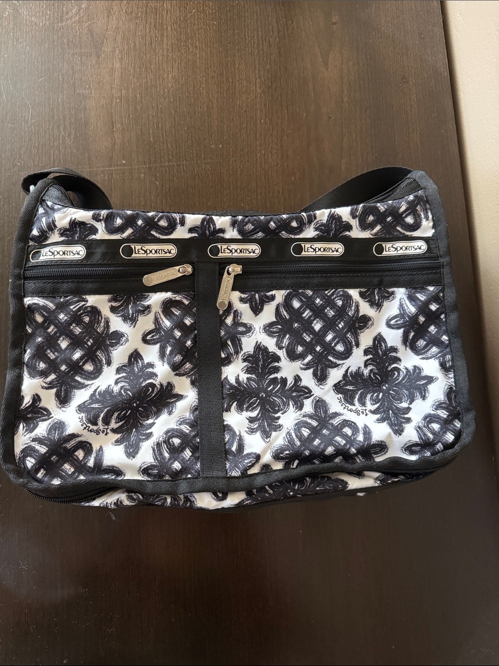 NWT LeSportsac Black & White Crossbody Convertible Bag